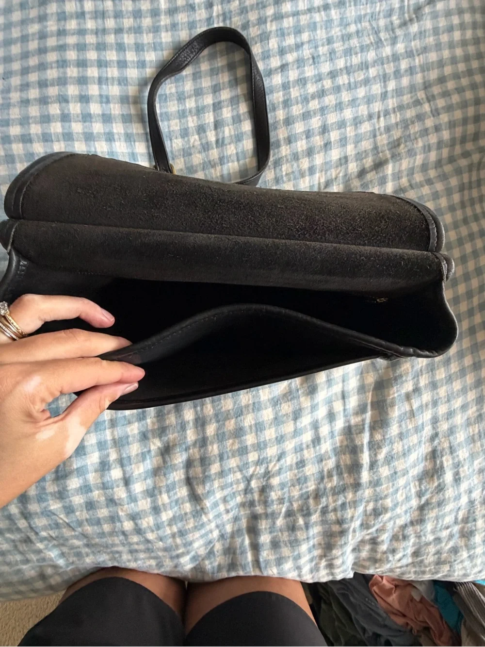 Coach Black Leather Turn-Lock Shoulder Bag